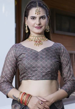 Digital Printed Crepe Saree in Black