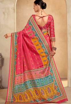 Digital Printed Crepe Saree in Pink
