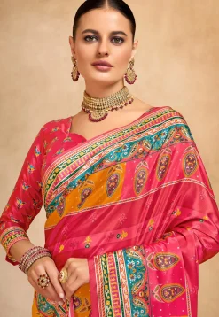 Digital Printed Crepe Saree in Pink