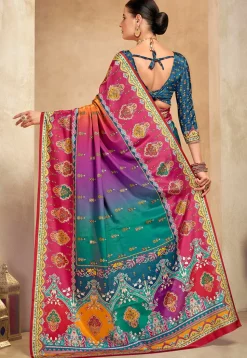 Digital Printed Crepe Saree in Multicolor