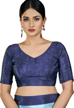Digital Printed Crepe Saree in Blue