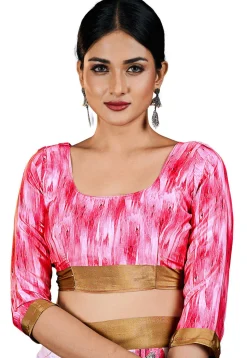 Digital Printed Crepe Saree in Pink