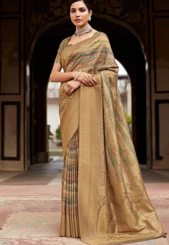 Digital Printed Crepe Silk Saree in Multicolor