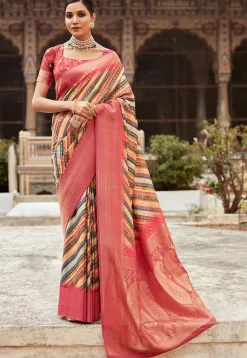 Digital Printed Crepe Silk Saree in Multicolor