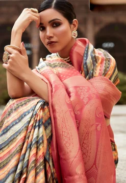 Digital Printed Crepe Silk Saree in Multicolor