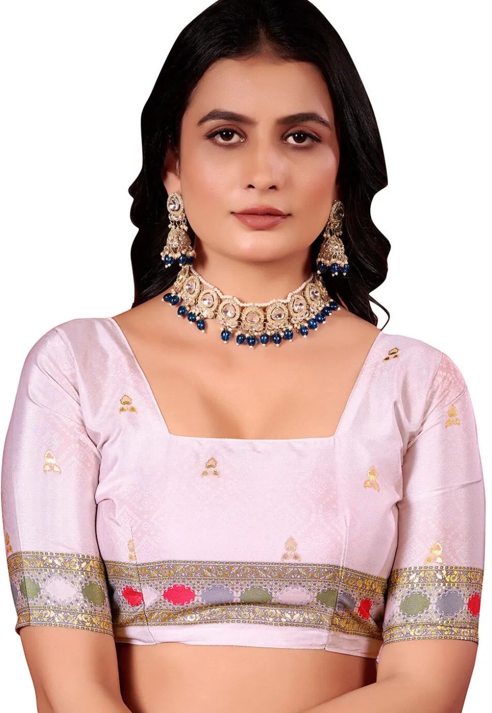 Digital Printed Crepe Silk Saree in Light Pink