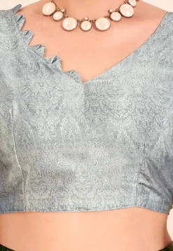 Digital Printed Crepe Silk Saree in Grey