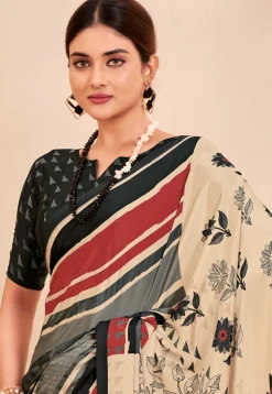 Digital Printed Crepe Silk Saree in Multicolor