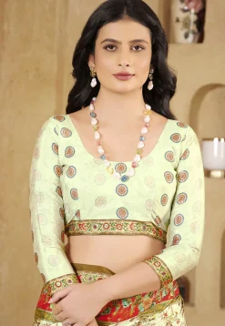 Digital Printed Crepe Silk Saree in Light Green