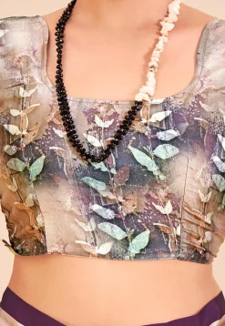 Digital Printed Crepe Silk Saree in Peach