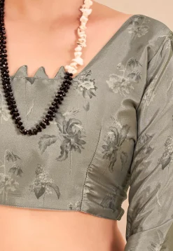 Digital Printed Crepe Silk Saree in Black and Multicolor