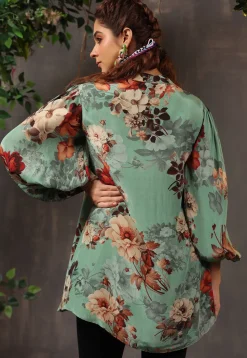 Digital Printed Crepe Tunic in Green