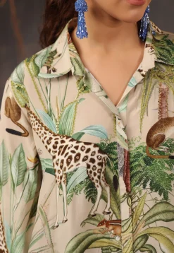 Digital Printed Crepe Tunic in Fawn
