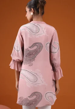 Digital Printed Crepe Tunic in Light Old Rose