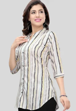 Digital Printed Crepe Tunic in White