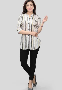Digital Printed Crepe Tunic in White