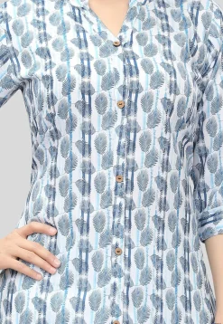 Digital Printed Crepe Tunic in White