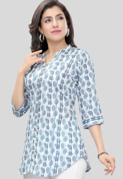 Digital Printed Crepe Tunic in White