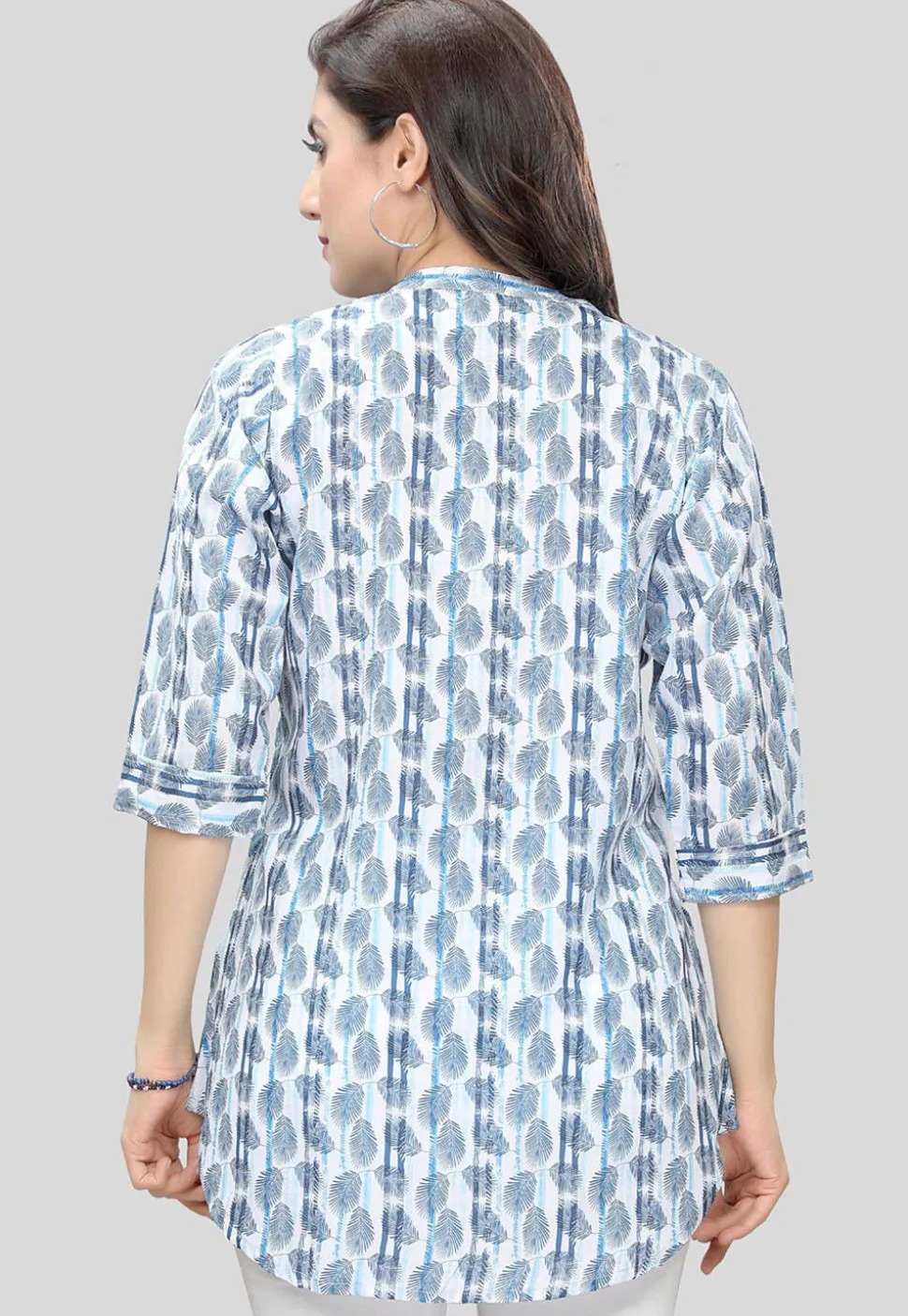 Digital Printed Crepe Tunic in White