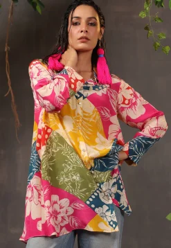 Digital Printed Crepe Tunic in Multicolor