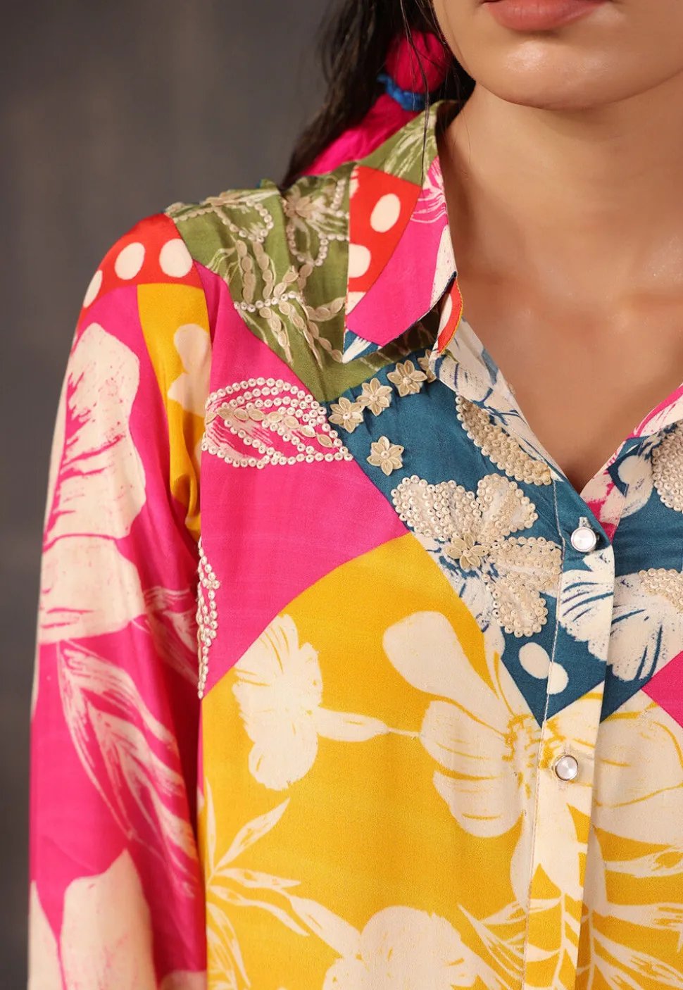 Digital Printed Crepe Tunic in Multicolor