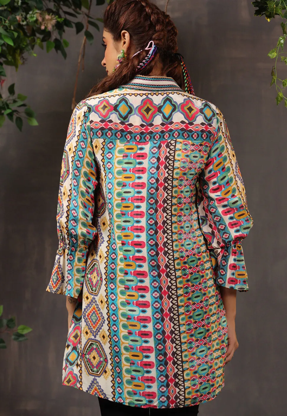 Digital Printed Crepe Tunic in Multicolor