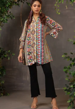 Digital Printed Crepe Tunic in Multicolor