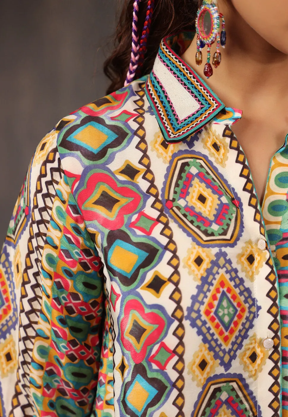 Digital Printed Crepe Tunic in Multicolor