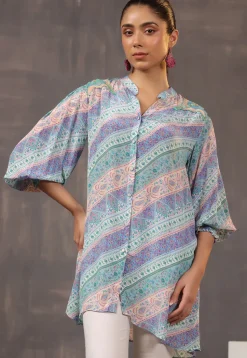 Digital Printed Crepe Tunic in Multicolor
