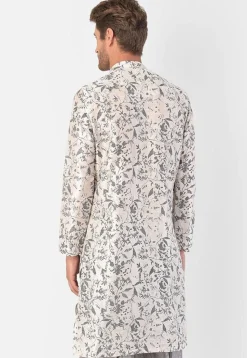 Digital Printed Dupion Silk Kurta in Off White