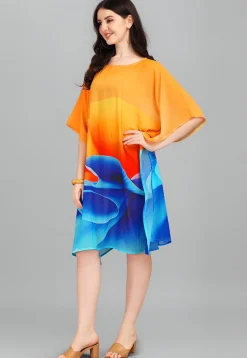 Digital Printed Georgette Kaftan in Multicolor
