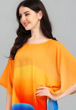Digital Printed Georgette Kaftan in Multicolor