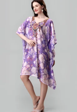 Digital Printed Georgette Kaftan in Purple
