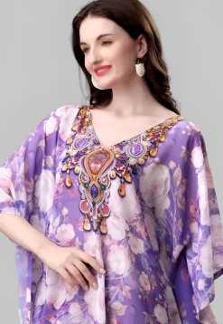 Digital Printed Georgette Kaftan in Purple