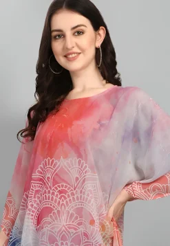 Digital Printed Georgette Kaftan in Multicolor