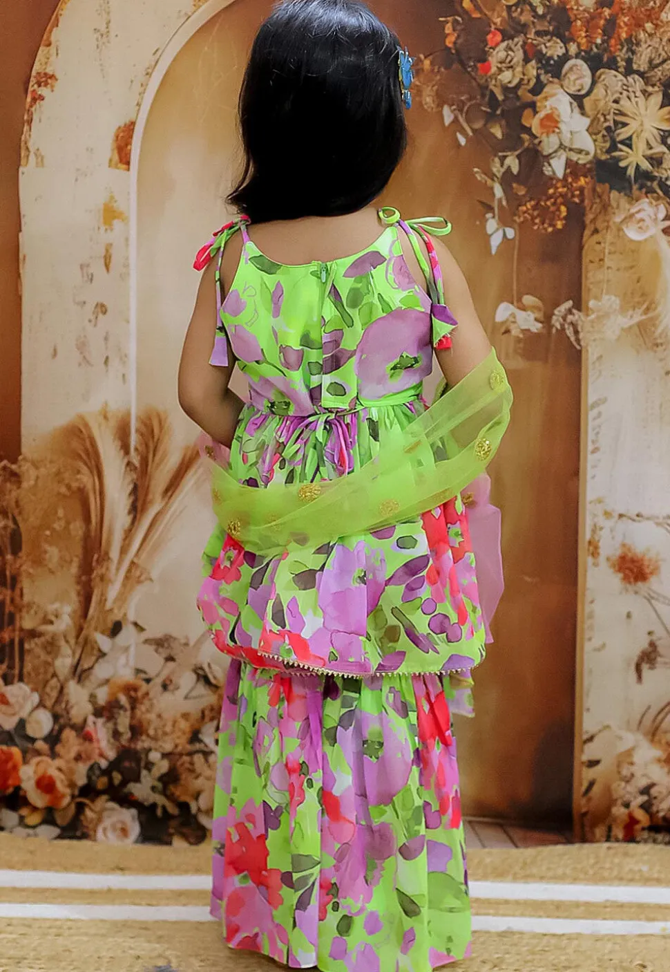 Digital Printed Georgette Pakistani Suit in Light Green and Multicolor