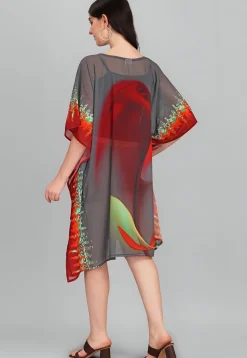 Digital Printed Georgette Kaftan in Grey
