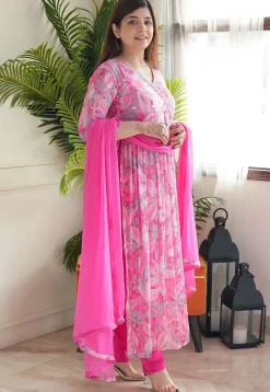 Digital Printed Georgette Aline Suit in Pink