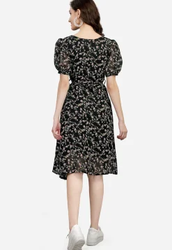 Digital Printed Georgette Aline Dress in Black