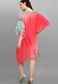 Digital Printed Georgette Kaftan in Pink