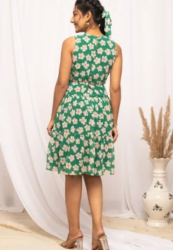 Digital Printed Georgette Short Dress in Green
