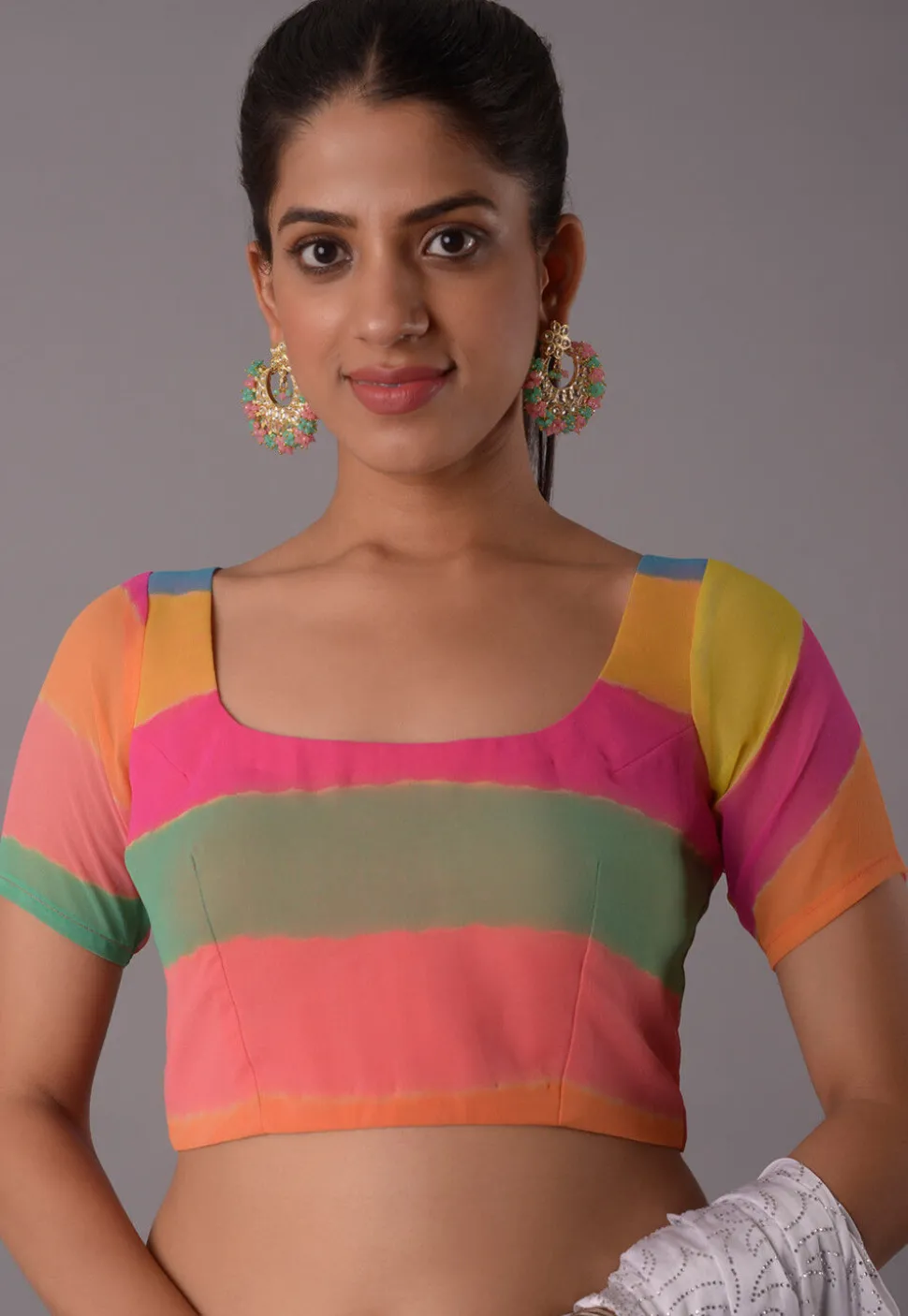 Digital Printed Georgette Blouse in Multicolor