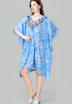 Digital Printed Georgette Kaftan in Blue