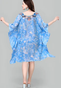 Digital Printed Georgette Kaftan in Blue