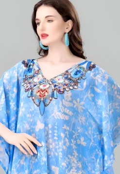 Digital Printed Georgette Kaftan in Blue