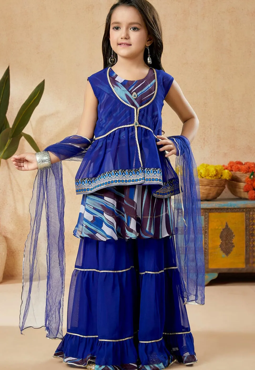 Digital Printed Georgette Pakistani Suit in Multicolor