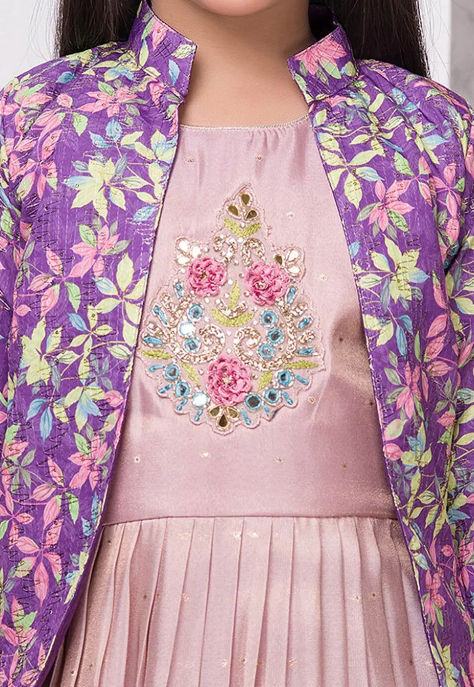 Digital Printed Georgette Gown in Light Purple