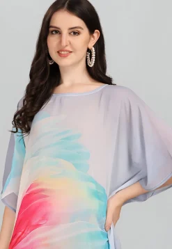 Digital Printed Georgette Kaftan in Grey