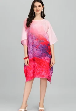 Digital Printed Georgette Kaftan in Pink and Purple