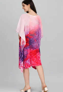 Digital Printed Georgette Kaftan in Pink and Purple